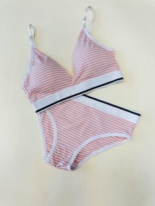 ست نیمتنه و شورت کبریتی راه راه 7746 رنگ گلبهی