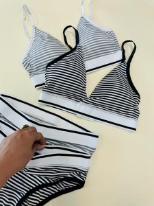 ست نیمتنه و شورت کبریتی راه راه 7746 رنگ مشکی